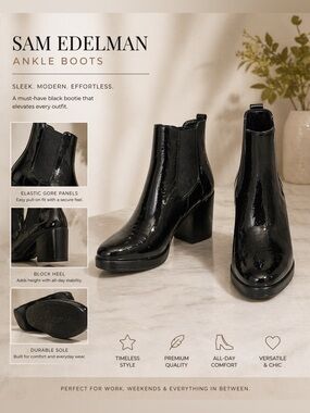 Sam Edelman Black Heeled Boots Sleek and Versatile size 11 - NWOT